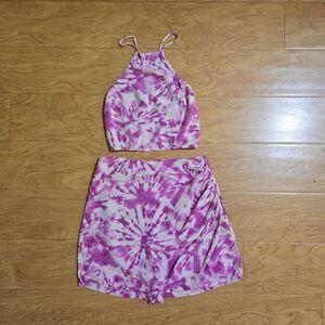 Zara Pink Tie-Dye Top & Skirt Set